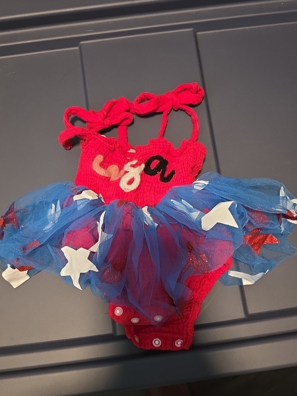 Red & Blue Star Tutu One-Piece Baby Romper